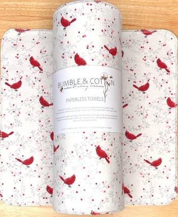 Cardinal Birds Paperless Towels || Unpaper Towels || Eco Sustainable Zero Waste Kitchen