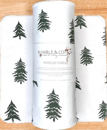 Pine Trees on white Paperless Towels || Unpaper Towels || Eco Sustainable Zero Waste Kitchen