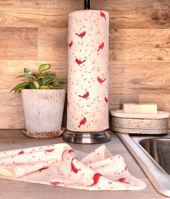 Cardinal Birds Paperless Towels || Unpaper Towels || Eco Sustainable Zero Waste Kitchen 12x12 Sheets
