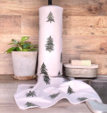 Pine Trees on white Paperless Towels || Unpaper Towels || Eco Sustainable Zero Waste Kitchen