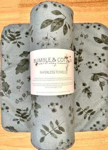 Botanical Leaves Paperless Towels || Unpaper Towels || Eco Kitchen Gift Botanical || 12x12 Sheets