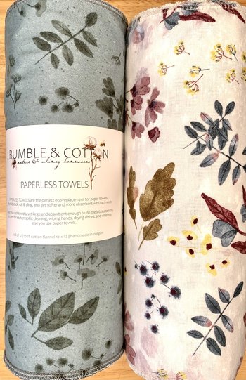 Botanical Leaves Paperless Towels || Unpaper Towels || Eco Kitchen Gift Botanical || 12x12 Sheets