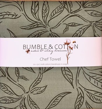 Green Leaves Chef Towel || Nature Inspired Kitchen Towel