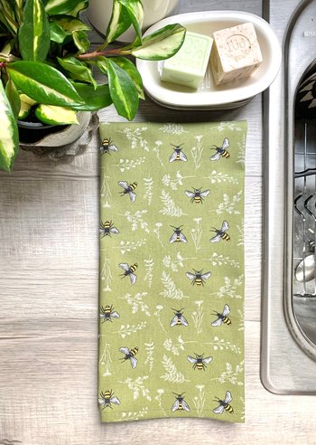Bees on Green Chef Towel || Nature Inspired Kitchen Towel