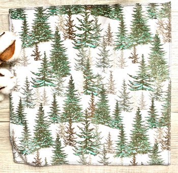 Evergreen Forest Paperless Towels || Unpaper Towels with Evergreen Pinetrees || Eco Re-useable Cloth Napkins 12x12 Sheets