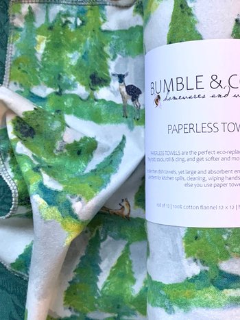 Watercolor Forest Paperless Towels || Unpaper Towels || Eco Sustainable Kitchen
