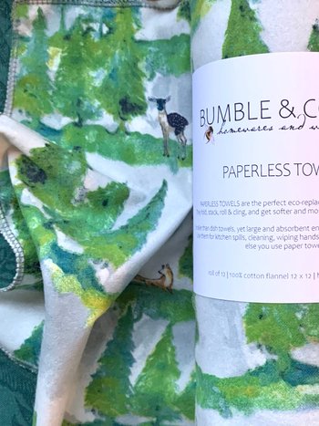 Forest Paperless Towels || Unpaper Towels || Eco Kitchen Botanical Gift || 12x12 Sheets