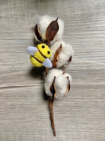 Bumble Bee & Cotton Boll Stalk