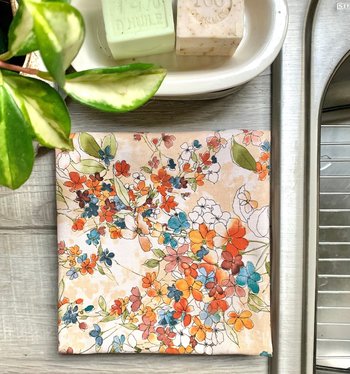 Watercolor Flowers Chef Towel || Nature Inspired Kitchen Towel