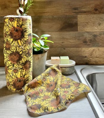 Sunflowers & Bumble Bees Paperless Towels || Unpaper Towels || eco friendly kitchen || zero-waste