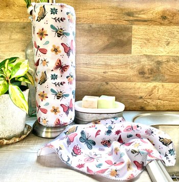 Bugs Beetles Butterflies Paperless Towels || Unpaper Towels || Eco Sustainable Kitchen 12x12 Sheets