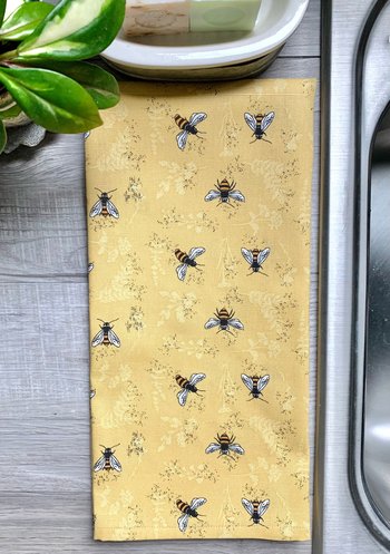 Bee's on Yellow Chef Towel || Nature Inspired Kitchen Towel