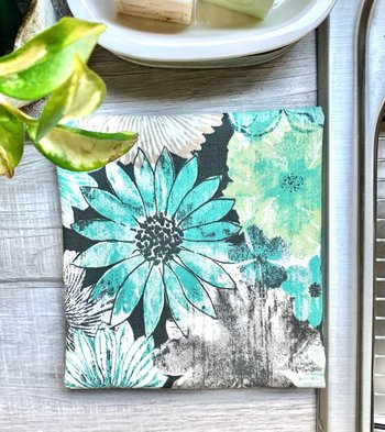 Teal Flowers Chef Towel || Nature Inspired Kitchen Towel