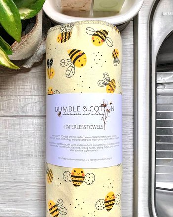 Happy Bumble Bees Paperless Towels || Unpaper Towels || Eco Sustainable Kitchen Goods