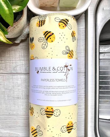 Bumble Bees Paperless Towels || Unpaper Towels || Eco Sustainable Kitchen Goods 12x12 Sheets