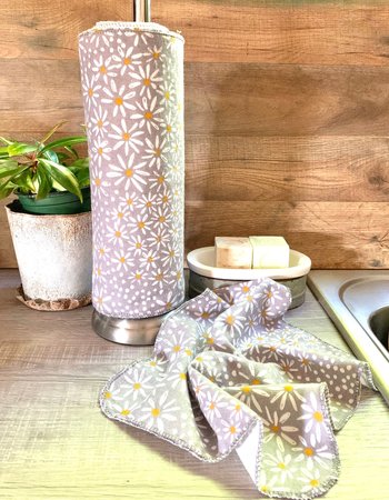 Daisies on grey Paperless Towels || Unpaper Towels || Eco-Sustainable Kitchen