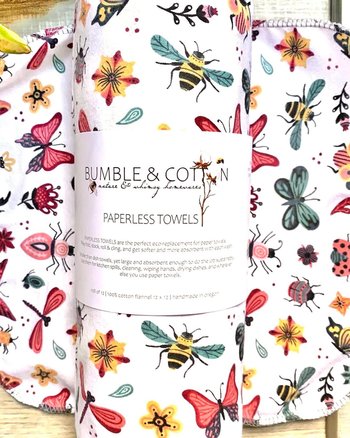 Bugs Beetles Butterflies Paperless Towels || Unpaper Towels || Eco Sustainable Kitchen