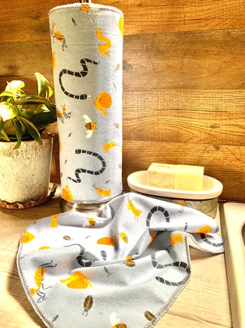 Snails • Snakes & Bees Paperless Towels || Unpaper Towels || Eco Sustainable Kitchen 12x12 Sheets
