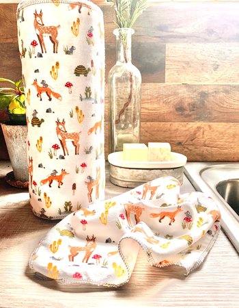 Forest Animals Paperless Towels || Unpaper Towels || Eco Sustainable 12x12 Sheets