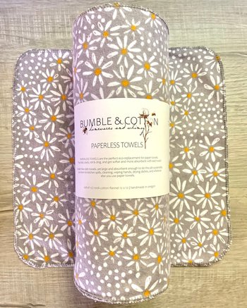 Daisies on grey Paperless Towels || Unpaper Towels || Eco-Sustainable Kitchen