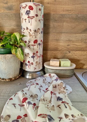 Forest Mushrooms Paperless Towels || Unpaper Towels || Eco Sustainable Zero Waste Kitchen || Mushroom Cloth Napkins 12x12 Sheets