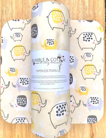 Beatrix Elephant (Series 3) Paperless Towels || Unpaper Towels || Eco Sustainable