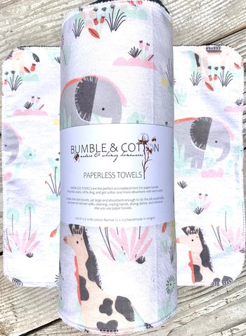 Safari Paperless Towels || Unpaper Towels || Animal Lover Kitchen Gift 12x12 Sheets