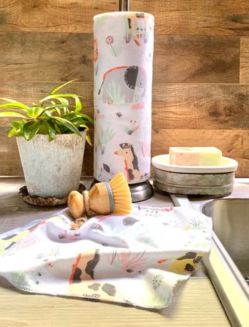Safari Paperless Towels || Unpaper Towels || Animal Lover Kitchen Gift 12x12 Sheets