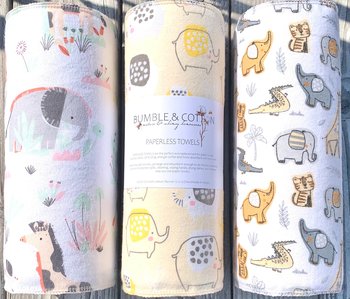 Beatrix Elephant Trio (Series 6) Paperless Towels || Unpaper Towels || Eco Sustainable
