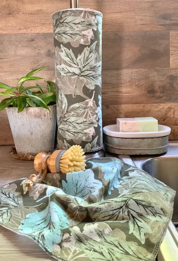 Meadow Leaves Paperless Towels || Unpaper Towels || Eco Kitchen Botanical Gift || 12x12 Sheets