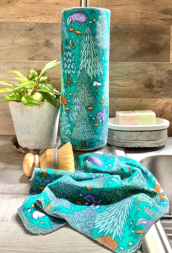 Woodland Forest Animals Paperless Towels || Unpaper Towels || Eco Kitchen Gifts || 12x12 Sheets