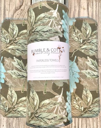 Meadow Leaves Paperless Towels || Unpaper Towels || Eco Kitchen Botanical Gift || 12x12 Sheets