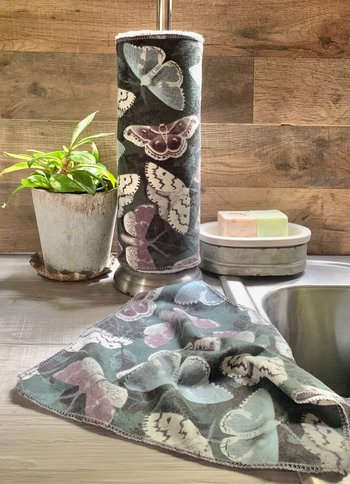 Winter Moths Paperless Towels || Unpaper Towels || Eco Sustainable Kitchen 12x12 Sheets