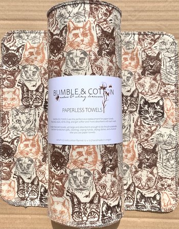 Cat Faces Paperless Towels || Unpaper Towels || Eco Sustainable