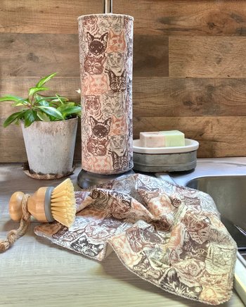 Cat Faces Paperless Towels || Unpaper Towels || Eco Kitchen Gift  12x12 Sheets