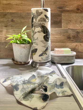 Spooky Butterflies, Moths and Botanicals Paperless Towels || Unpaper Towels || Eco-Friendly Gift || 12x12 Sheets
