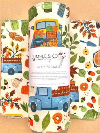 Fall Farm Trucks Paperless Towels || Unpaper Towels || Eco Sustainable Kitchen
