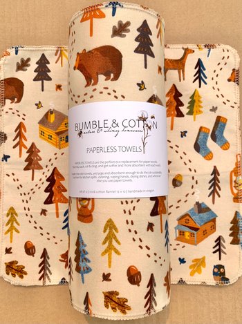 Cabin in the Woods Paperless Towels || Unpaper Towels || Eco Sustainable Zero Waste Kitchen 12x12 Sheets