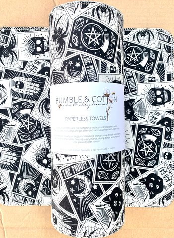 Spooky Tarot Paperless Towels || Unpaper Towels || Eco Sustainable Kitchen