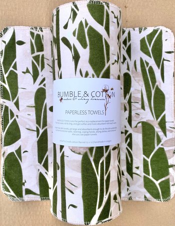Trees on green Paperless Towels || Unpaper Towels || Eco-Sustainable Kitchen