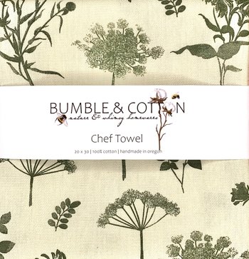 Botanicals and Herbs Greens Chef Towel || Nature Inspired Kitchen Towel