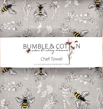 Bees on Grey Chef Towel || Nature Inspired Kitchen Towel