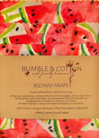 BEESWAX WRAPS 3-pack Watermelons || Reusable Food Wrap || Zero-Waste & Plastic-Free