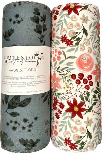 Winter Trio Paperless Towels || Unpaper Towels || Zero Waste Kitchen Gifts 12x12 Sheets