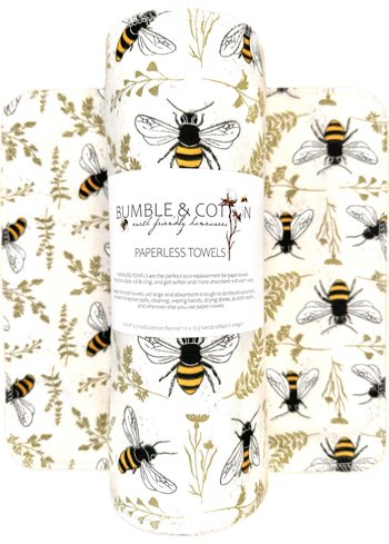 Bees + Plants Paperless Towels || 6 or 12 Unpaper Towels || Washable Wipes 12x12