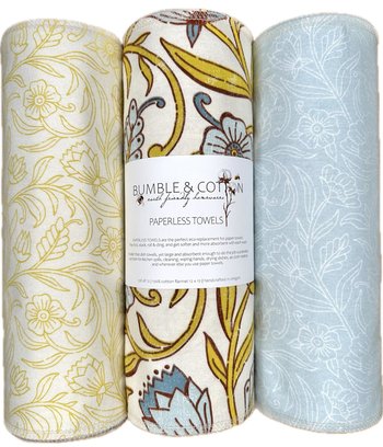 Floral Swirl Trio Paperless Towels || Unpaper Towels || Zero Waste Kitchen 12x12 Sheets