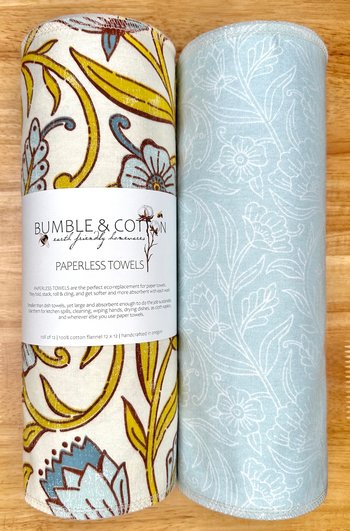 Floral Swirl Trio Paperless Towels || Unpaper Towels || Zero Waste Kitchen 12x12 Sheets