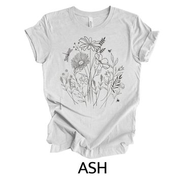 Wildflowers Tee Shirt || Flower Lover T-Shirt || Botanical Tee Shirt || Gender Neutral Gift