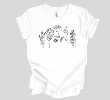 Flower Line Tee Shirt || Floral Tee || Wildflower Lover T-shirt || Eco Gender Neutral Gift Tee