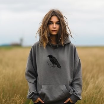 Raven Hoodie || Raven Crow Hooded Sweatshirt || Eco Hoodie || Wildlife Hoodie Gender Neutral Gift